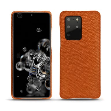Coque cuir Samsung Galaxy S20+ 5G -  - Orange - Cuir saffiano