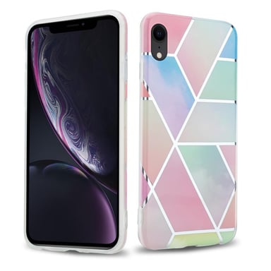 Funda para Apple iPhone XR en mármol arco iris n.º 11 Funda protectora de TPU de silicona con diseño de mosaico.