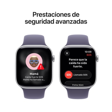 Apple Watch Series 11 GPS 46mm Boitier en Aluminium Argent avec Bracelet Sport Brume Violette - M/L