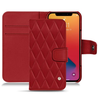 Housse cuir Apple iPhone 13 Pro Max -  - Rouge - Cuir lisse couture