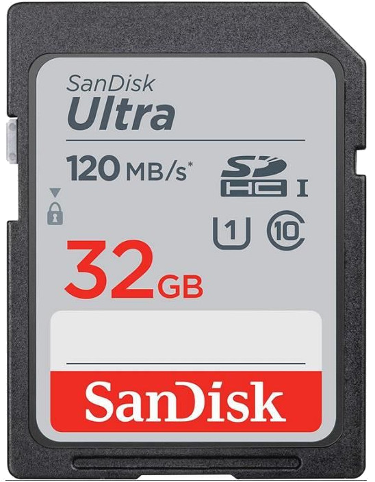 Carte mémoire SDHC SanDisk Ultra 32 Go jusqu'a 120 Mo/s classe 10 UHS-I