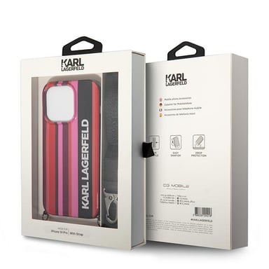 Custodia Karl Lagerfeld per iPhone 14 Pro 6.1'' rosa Colore a strisce Cinturino