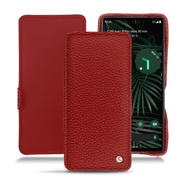 Housse cuir Google Pixel 6 Pro -  - Rouge - Cuir grainé