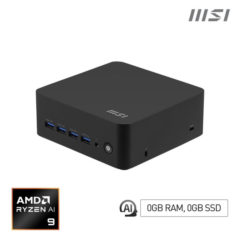 MSI Cubi Z AI 8M AMD Ryzen 9 8945HS Barebone sized PC AMD SoC 4 GHz Haut parleurs intégrés - vue 1