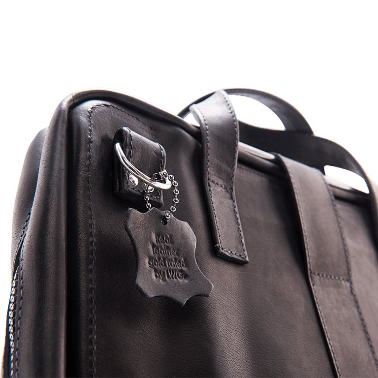 R-Go Tools Custodia per laptop R-Go Viva, in pelle pieno fiore, con custodia per laptop integrata, nera