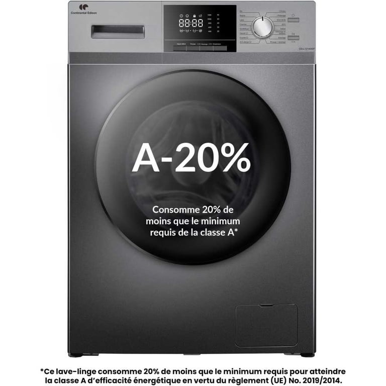Lave linge hublot CONTINENTAL EDISON CELL12140ISP 12kg Induction 60 cm 1400 trsmin - vue 2