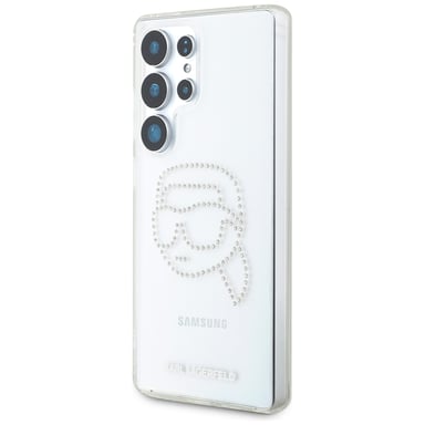 Karl Lagerfeld Strass Karl Head Logo Custodia per Samsung Galaxy S25 Ultra trasparente