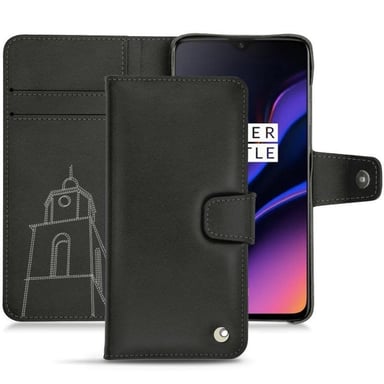 Funda de piel OnePlus 6T - Solapa billetera - Negro - Piel lisa de primera calidad