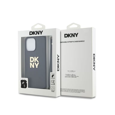 Custodia per Apple iPhone 14 Pro Max con logo metallico e cinturino da polso