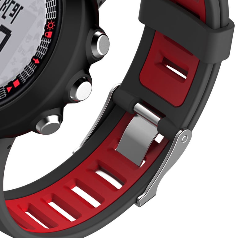 INF Bracelet de montre en silicone pour Suunto Quest/M1/M2/M4/M5 Black+Red Noir - vue 3