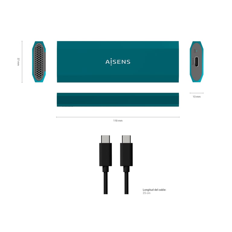 AISENS ASM2-019BLU Boîtier de disques de stockage Enceinte ssd Bleu M.2 - Neuf