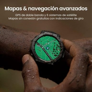 Amazfit T-Rex 3 3,81 cm (1.5'') AMOLED 48.5 mm Digital 480 x 480 Pixeles Pantalla táctil Negro Wifi GPS (satélite)