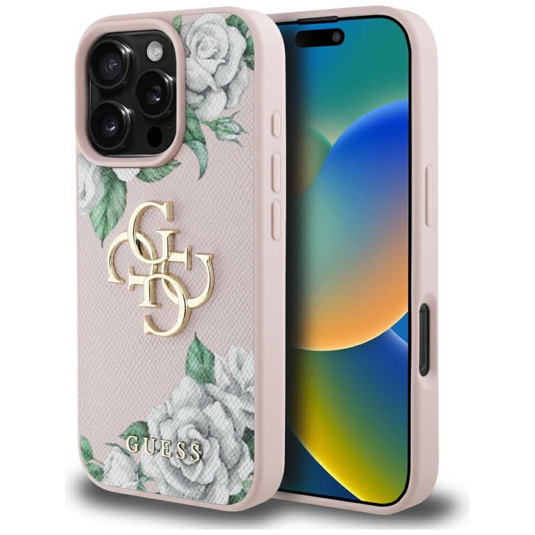 Coque Guess Hardcase 4G Grained Roses Big Logo pour iPhone 16 Pro Max - vue 3