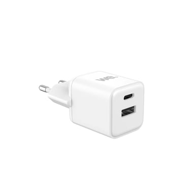 Chargeur secteur WE GaN 1 Port USB et 1 Port USB-C - 20W -  Compatible Power Delivery 3.0 - Format mini - Blanc