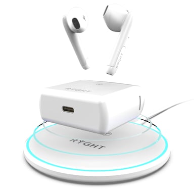 Ryght NEMESIS+ Casque Sans fil Ecouteurs Appels/Musique Bluetooth Socle de chargement Blanc