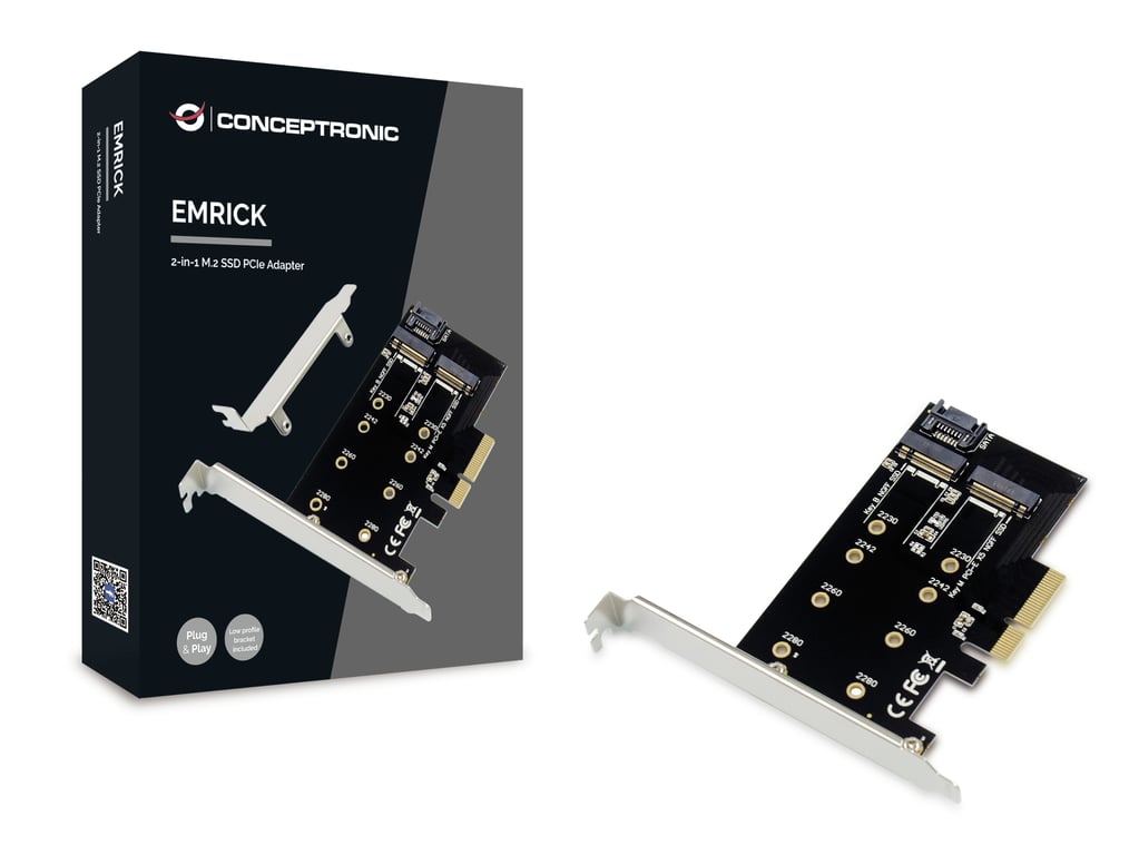 Adaptateur Conceptronic EMRICK04B – PCIe vers M.2, 6 Gbit/s - vue 3