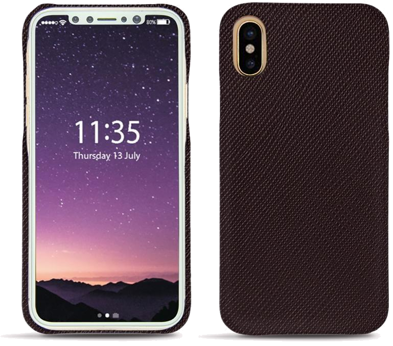 Coque cuir Apple iPhone X - Coque arrièreMarron