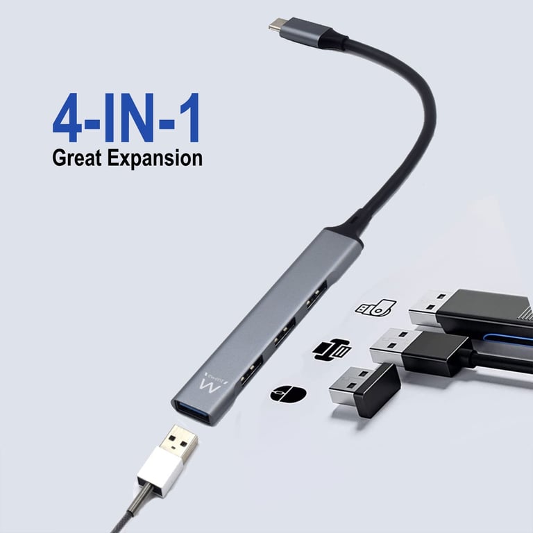 Ewent EW1145 hub & concentrateur USB 3.2 Gen 1 3.1 Gen 1 Type C 5000 Mbit/ Neuf - vue 3