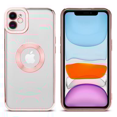 Coque pour Apple iPhone 12 en Transparent - Rose Housse de protection Étui en silicone TPU flexible avec application Chrome