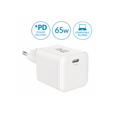 JAYM® - Chargeur Secteur Rapide GaN 65W USB-C PD & PPS   Compatible iPhone 17/16/15, Samsung Galaxy S26/S25/S24, Google Pixel, iPad, Xiaomi - Blanc