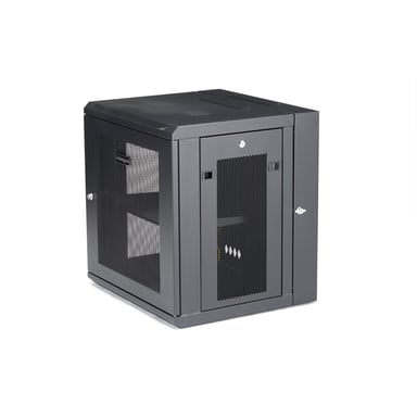 StarTech.com Armario Rack de Pared para Servidores 12U 19'' 4 Columnas y Estante 1U - Rack de Servidores de Montaje en Pared con Bisagra - Rack Ventilado para Equipo de Red