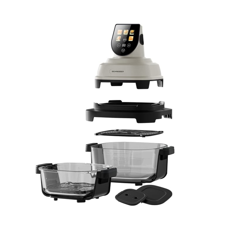 Schneider Crispi Or Friteuse à Air Panoramique 2 Bacs Verre - vue 6