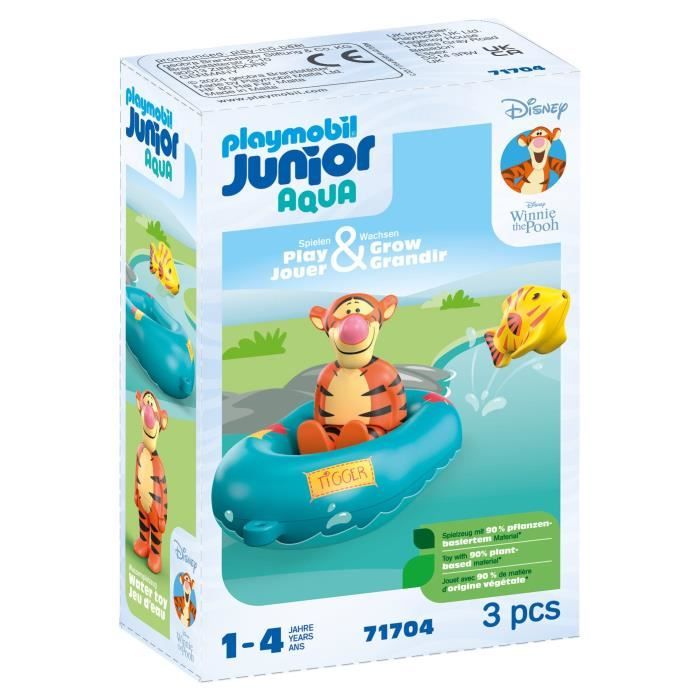PLAYMOBIL Junior 71704 Tigrou avec canot, Flotte dans l'eau, Jouet pour le bain, Junior & Disney, Des 12 mois - Neuf