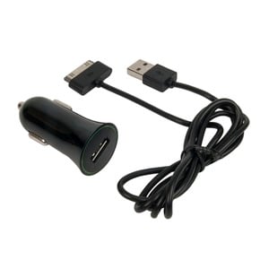 Spring Pack Cargador Coche 1Usb +Cable 1A Usb/30 Pin 1M Negro
