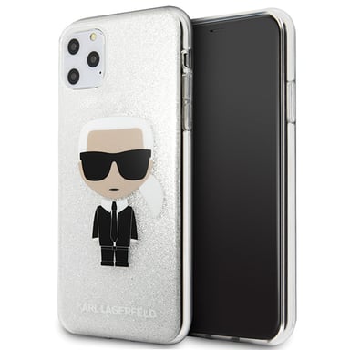 Funda Karl Lagerfeld para iPhone 11 Pro Max purpurina plateada Ikonik Karl