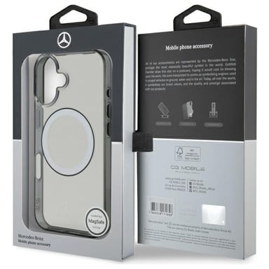 Étui Mercedes pour iPhone 16 6.1'' transparent étui rigide Printed logo MagSafe
