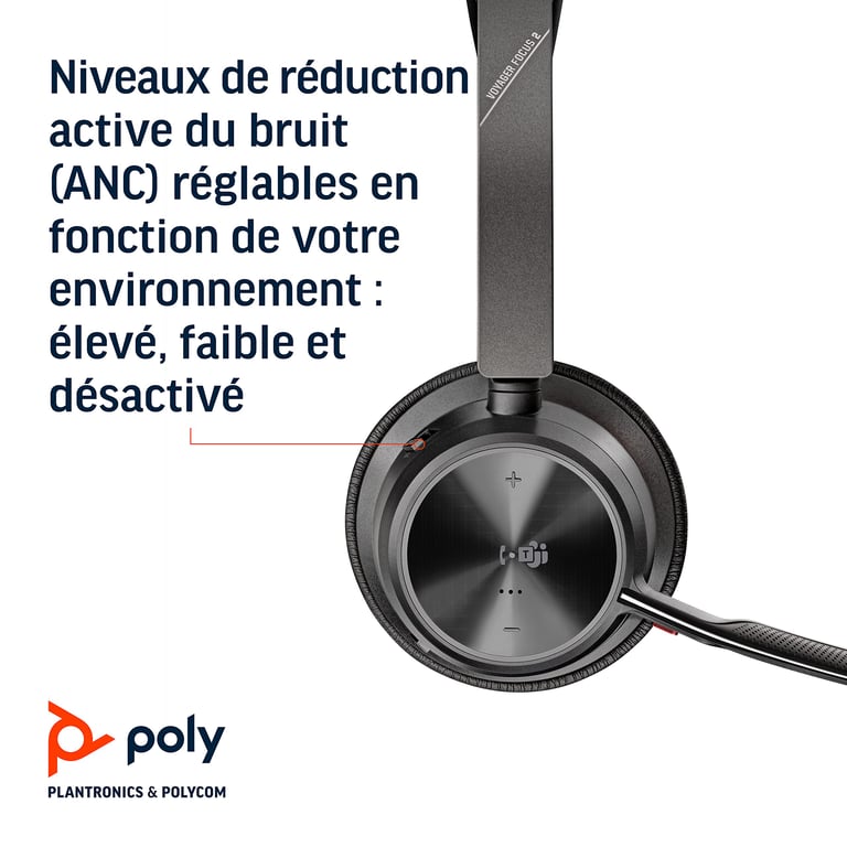 POLY Voyager Focus 2 UC Casque Avec fil &sans fil Arceau Bureau/Centre d'appels USB Type-A Bluetooth Noir - Neuf