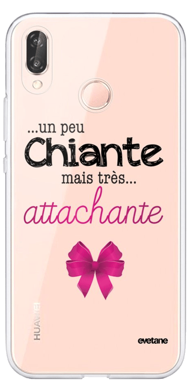 Evetane Coque Huawei P20 Lite silicone transparente Motif Un peu chiante tres attachante ultra resis