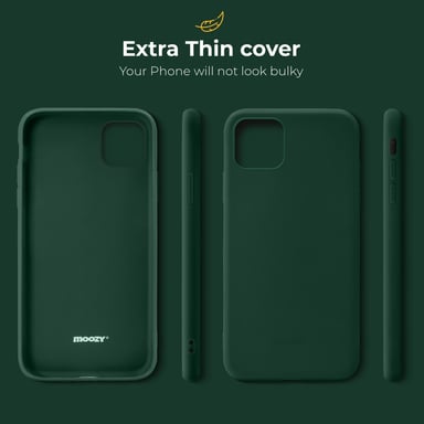 Moozy Custodia in silicone della serie Minimalist per iPhone 11 Pro Max, verde notte - Sottile, morbida finitura opaca in TPU