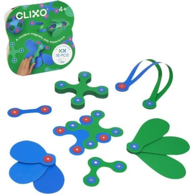 Gipsy Toys Itsy CLIXO - Bleu/vert - Jeu de Construction Magnétique - Jouet Educatif et Créatif - 18 pcs - Dès 4 ans