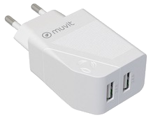 Muvit For Change Chargeur Secteur 2 Usb 2X2.4A 24W Blanc
