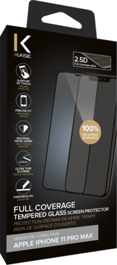 Pellicola protettiva in vetro temperato (100% di copertura della superficie) per Apple iPhone 11 Pro Max, nero