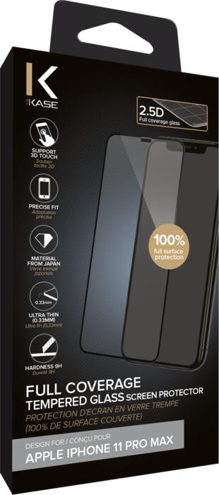 Protector de pantalla de vidrio templado premium para Apple iPhone XS Max /  11 Pro Max, Transparente. - The Kase