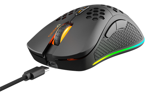 DELTACO GAMING - DM220 - Mouse ottico da gioco senza fili 4800 DPI, 1000 Hz, ultra leggero, RGB, 7 pulsanti