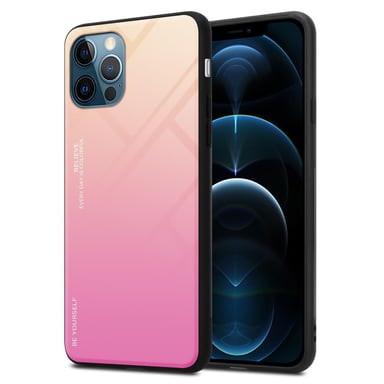 Coque pour Apple iPhone 13 PRO en JAUNE - ROSE Housse de protection Étui bicolore en silicone TPU et dos en verre trempé