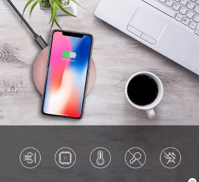 Cargador inalámbrico - Almohadilla de carga rápida, compatible con iPhone, Samsung, AirPods y más