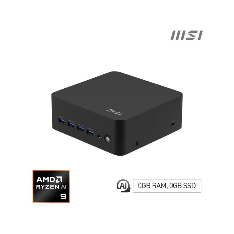 MSI Cubi Z AI 8M AMD Ryzen 9 8945HS Barebone sized PC AMD SoC 4 GHz Haut parleurs intégrés - vue 1