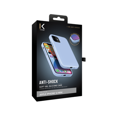 (O) Custodia antiurto in morbido silicone gel per Apple iPhone 12 mini, blu lilla