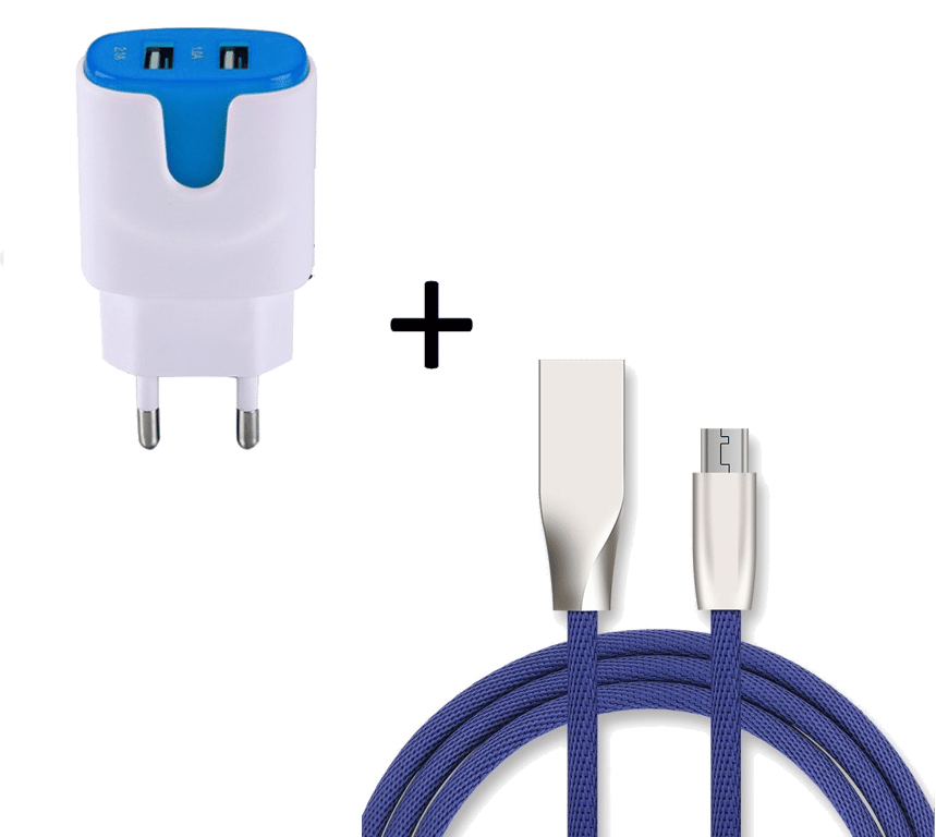 Pack Chargeur Micro USB pour Manette Playstation 4 PS4 (Cable Fast Charge + Double Prise Secteur Cou