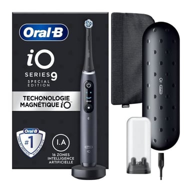Brosse a Dents Électrique Oral-B iO 9 - Noire - 1 Brossette - 1 Étui De Voyage Chargeur - 1 Pochette Magnétique - Neuf
