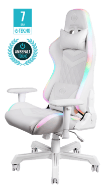 DELTACO GAMING - WHITE LINE - Fauteuil gaming RGB LED 332 modes, Cuir PU blanc, max 120kg