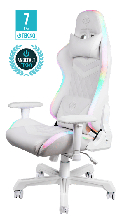 DELTACO GAMING - WHITE LINE - Fauteuil gaming RGB LED 332 modes, Cuir PU  blanc, max 120kg - Deltaco Gaming