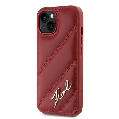 Custodia Karl Lagerfeld per iPhone 15 6,1'' rosso Custodia rigida Diagonal Quilted Script