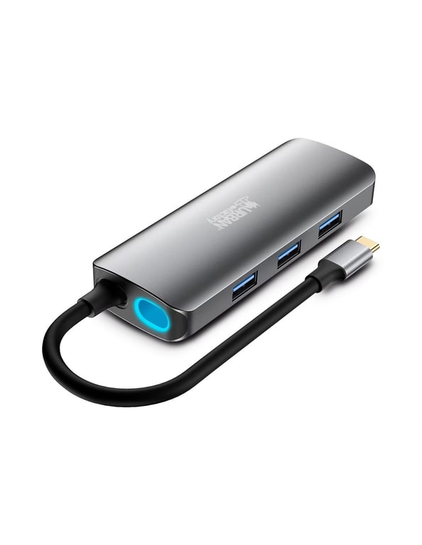 Hub USB C Urban Factory 7 en 1 avec 3 USB A 2 HDMI 4K 60Hz 1 RJ45 1 USB C PD - vue 4