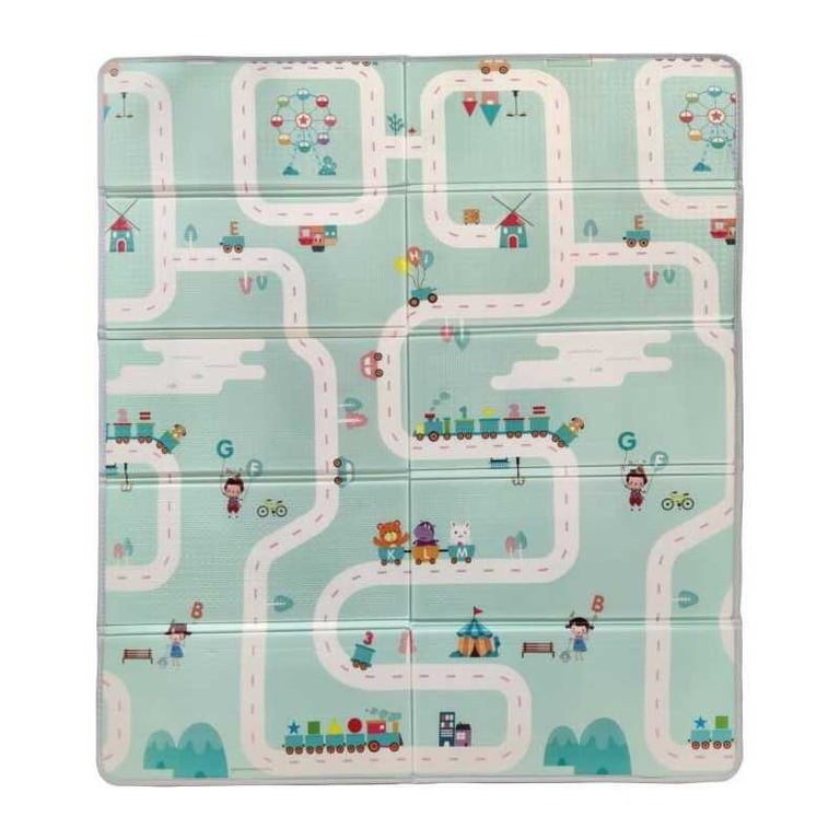 Maxi tapis d'éveil réversible TINEO 150 x 180 cm Facade animaux / Circuit de voitures - vue 2