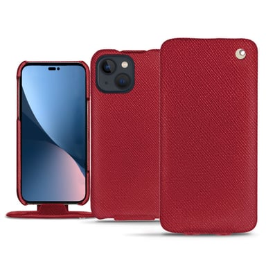 Apple iPhone 14 Plus Funda de piel - Solapa vertical - Rojo pasión ( Pantone #a6192e ) - NOREVE